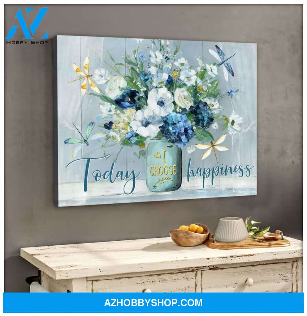 Dragonfly Today I Choose Happiness | Moosfy Wrap Canvas Ready To Hang