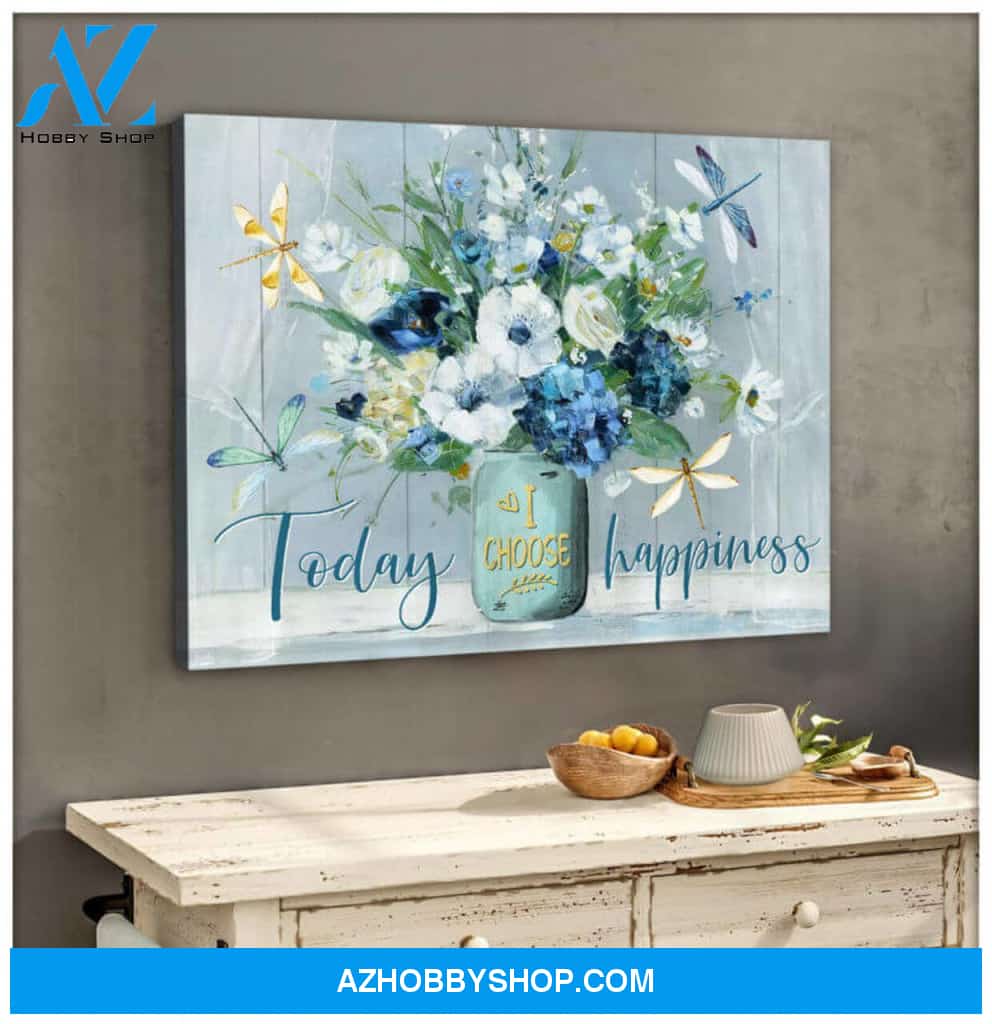 Dragonfly Today I Choose Happiness | Moosfy Wrap Canvas Ready To Hang