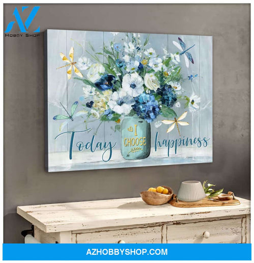 Dragonfly Today I Choose Happiness Canvas Wall Art