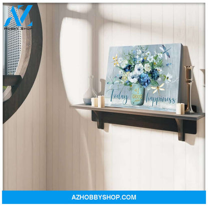 Dragonfly Today I Choose Happiness Canvas Wall Art