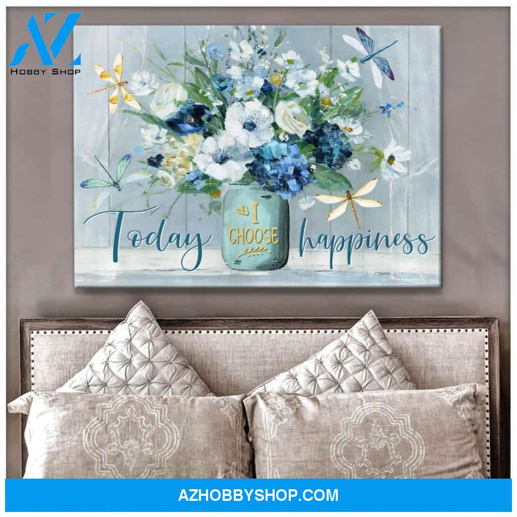 Dragonfly Today I Choose Happiness Canvas Wall Art