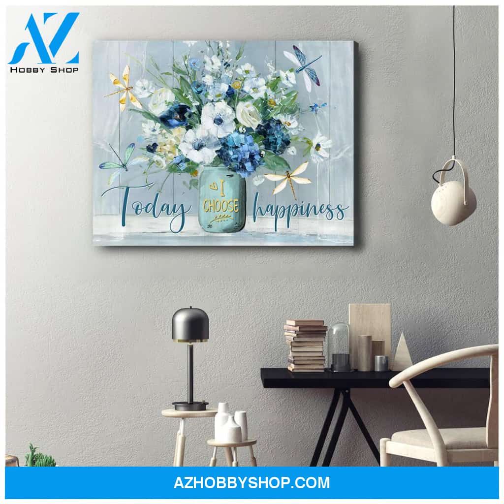 Dragonfly Today I Choose Happiness Canvas Wall Art