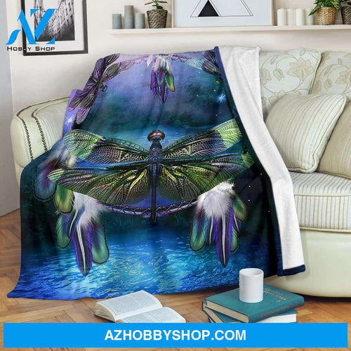 Dragonfly vintage dream catcher Fleece Blanket