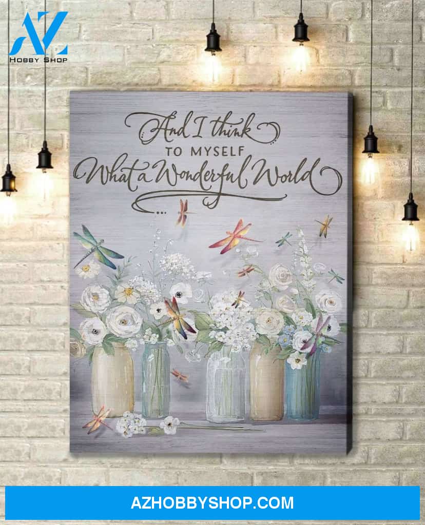 Dragonfly What A Wonderful World Canvas Wall Art