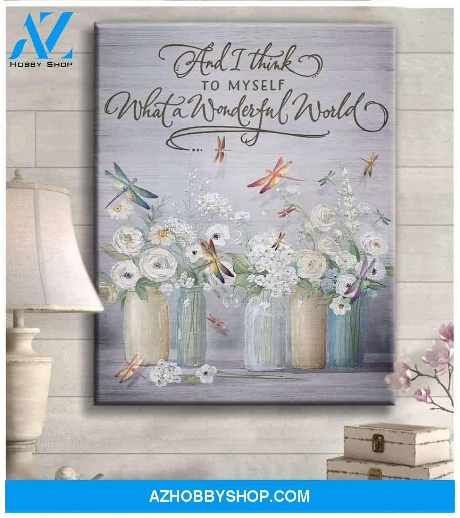 Dragonfly What A Wonderful World Canvas Wall Art