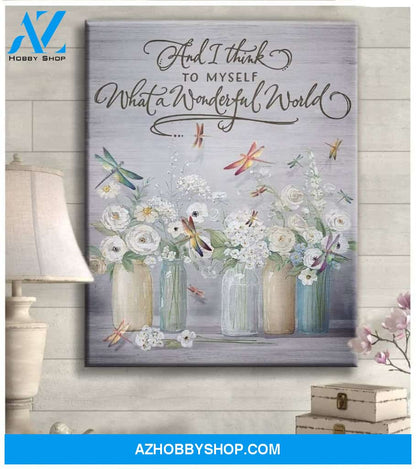 Dragonfly What A Wonderful World Canvas Wall Art