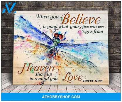 Dragonfly When You Believe Decor Canvas Wall Art