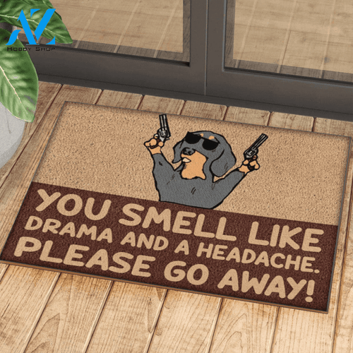 Drama And A Headache Dachshund Easy Clean Welcome DoorMat | Felt And Rubber | DO1748