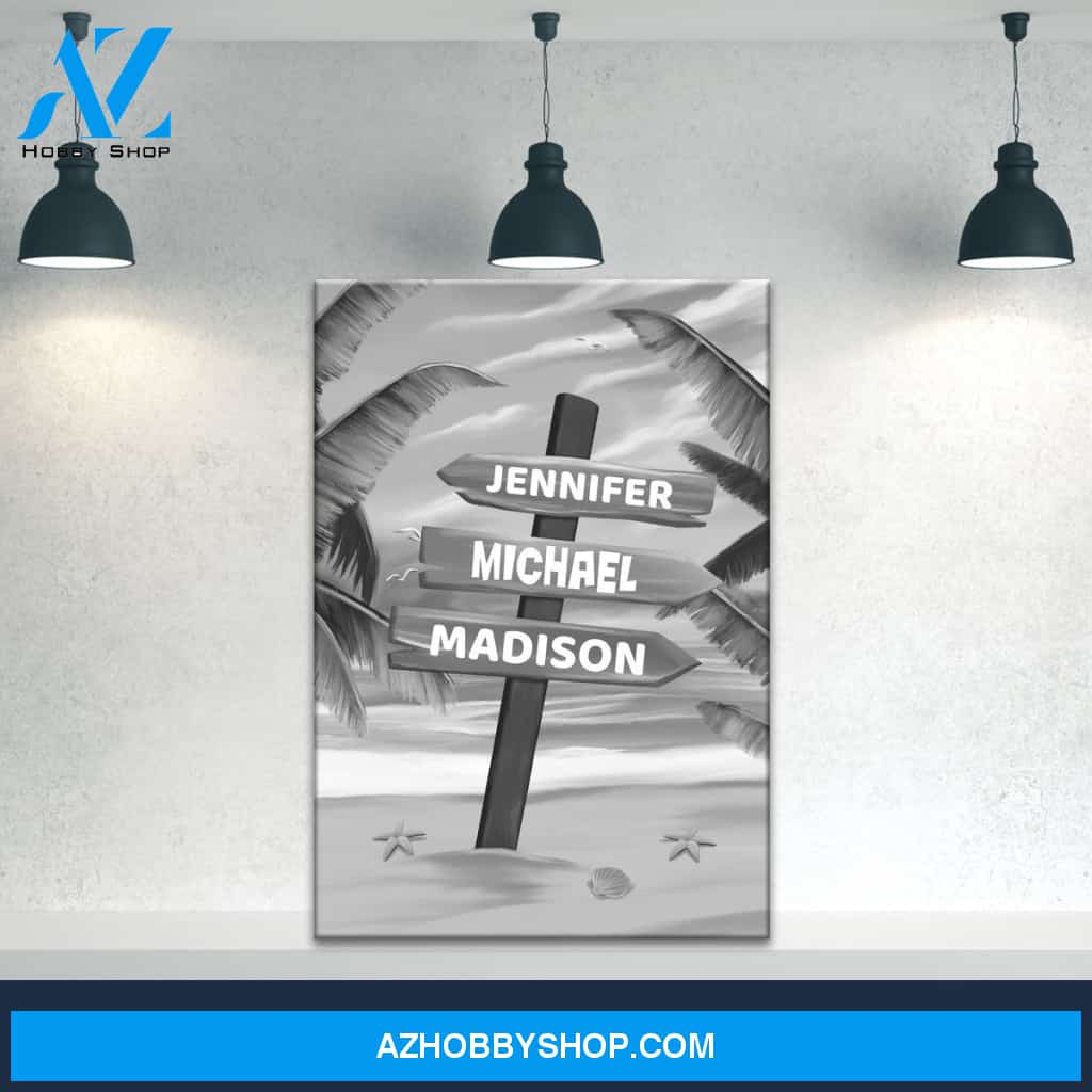 Drawing Beach Sign Multi-Names Premium Canvas