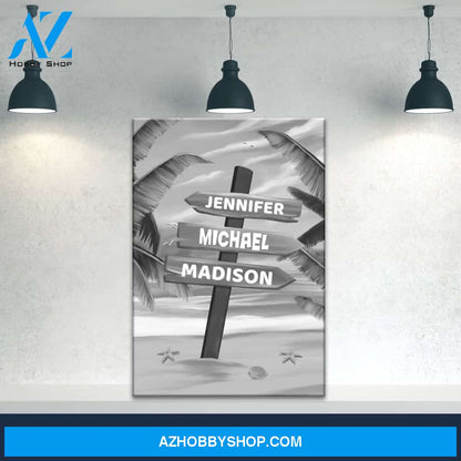 Drawing Beach Sign Multi-Names Premium Canvas