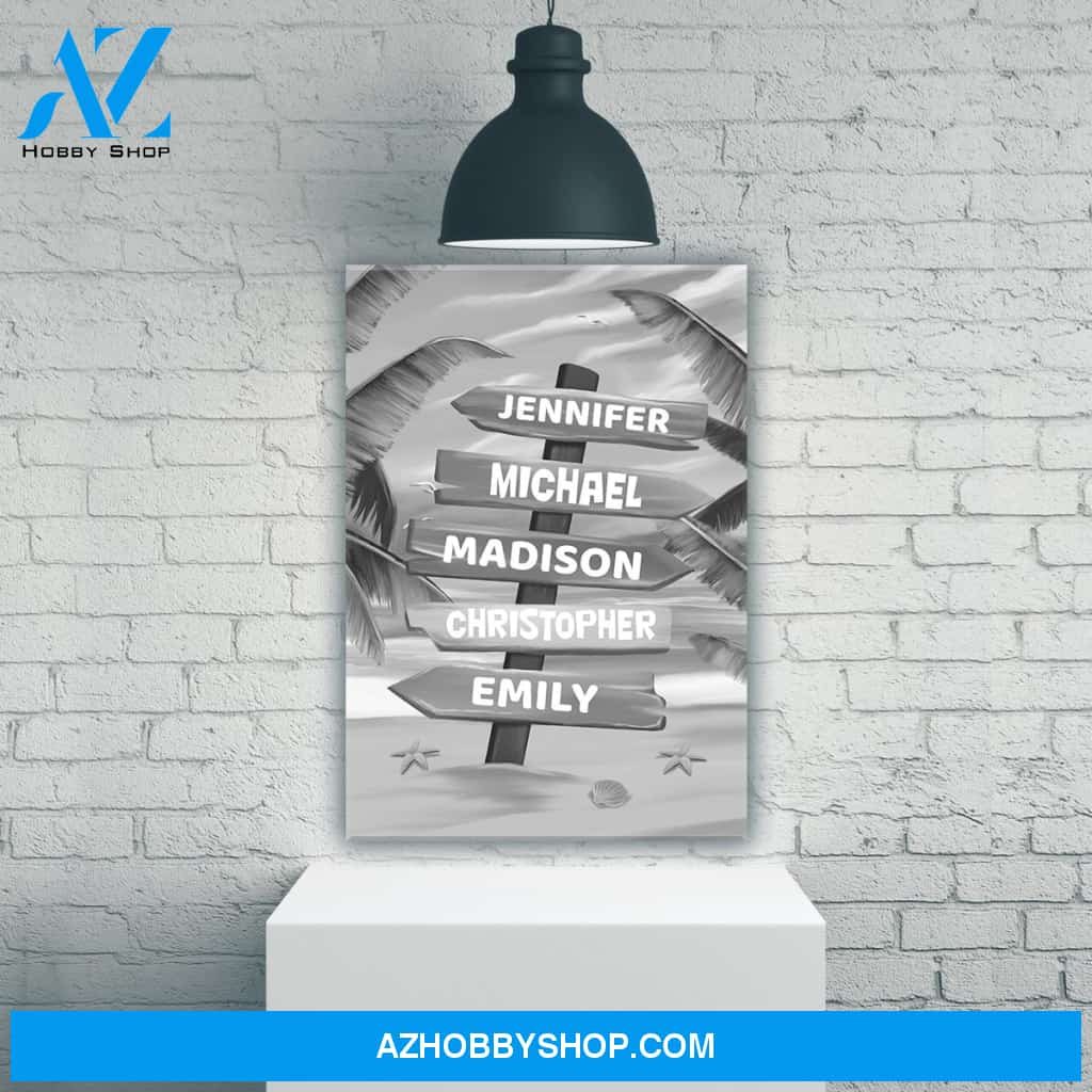 Drawing Beach Sign Multi-Names Premium Canvas
