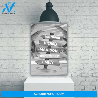Drawing Beach Sign Multi-Names Premium Canvas