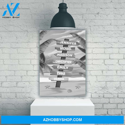 Drawing Beach Sign Multi-Names Premium Canvas