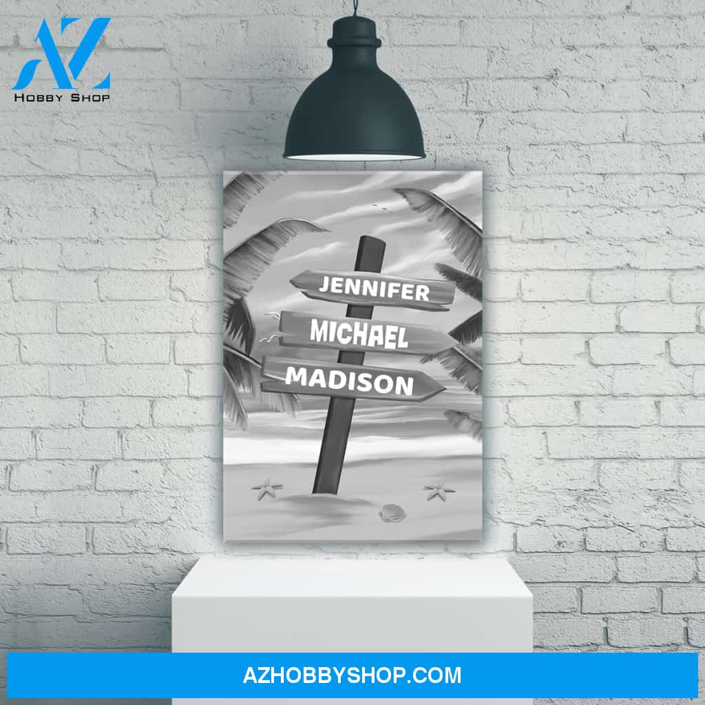 Drawing Beach Sign Multi-Names Premium Canvas