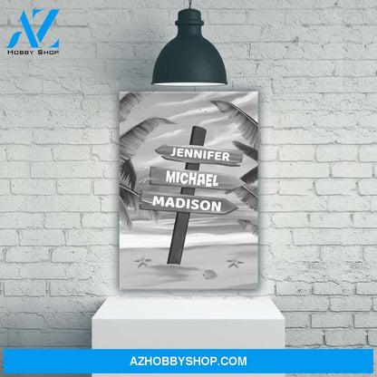 Drawing Beach Sign Multi-Names Premium Canvas