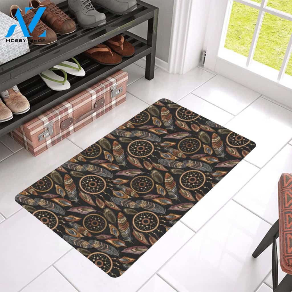 Dream catcher embroidered style Rubber Doormat