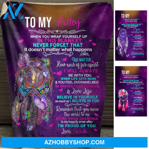 Dreamcatcher Love Life Believe In Yourself - Personalized Blanket - Gift For Granddaughter