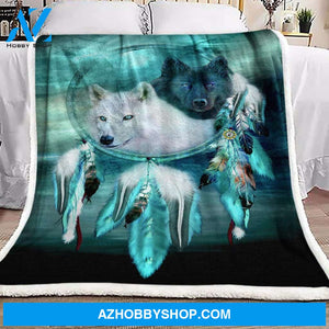 Dreamcatcher Yin Yang Wolf Fleece Blanket Home Decor Bedding Couch Sofa Soft And Comfy Cozy Gift For Friend Family, Gift For Dreamcatcher Lover