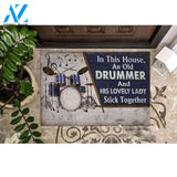 Drum Blue Old Couple In The House Musician Great Gift For Family And Friend Doormats Inhouse Doormats Home Decor Housewarming Gift