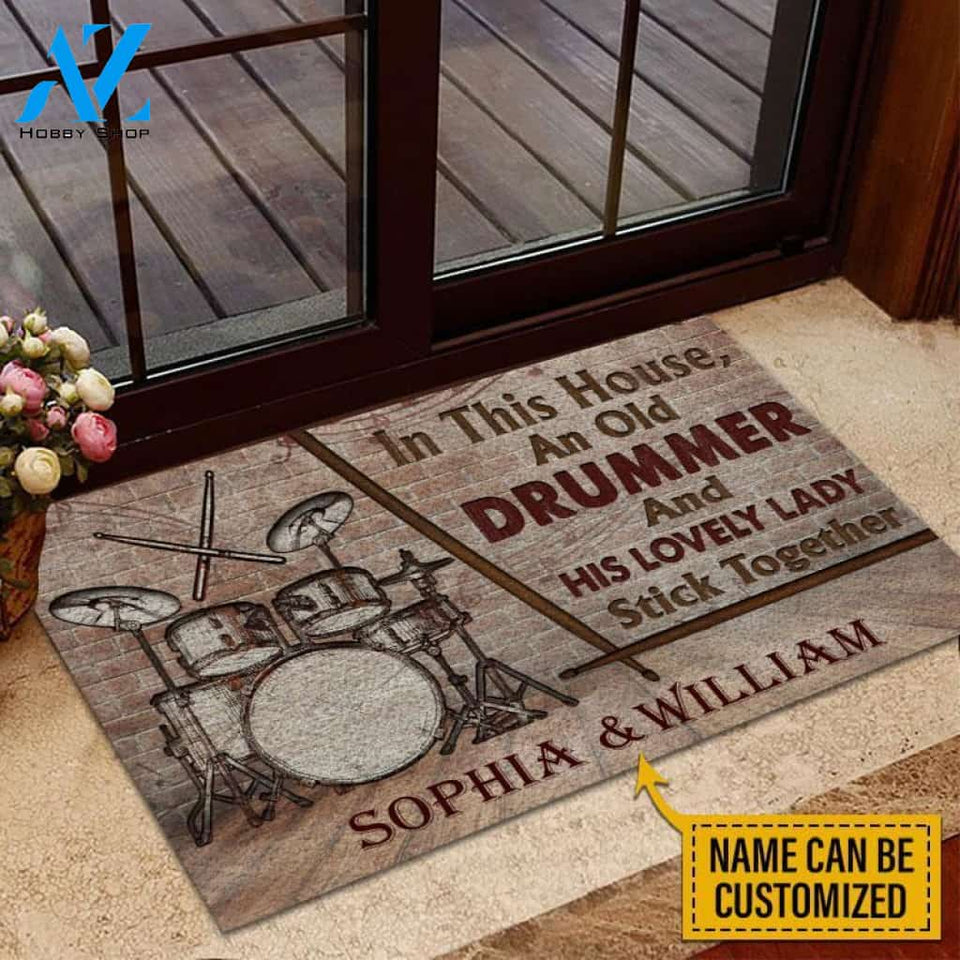Drum Old Couple In This House Wood Custom Doormat | Welcome Mat | House Warming Gift