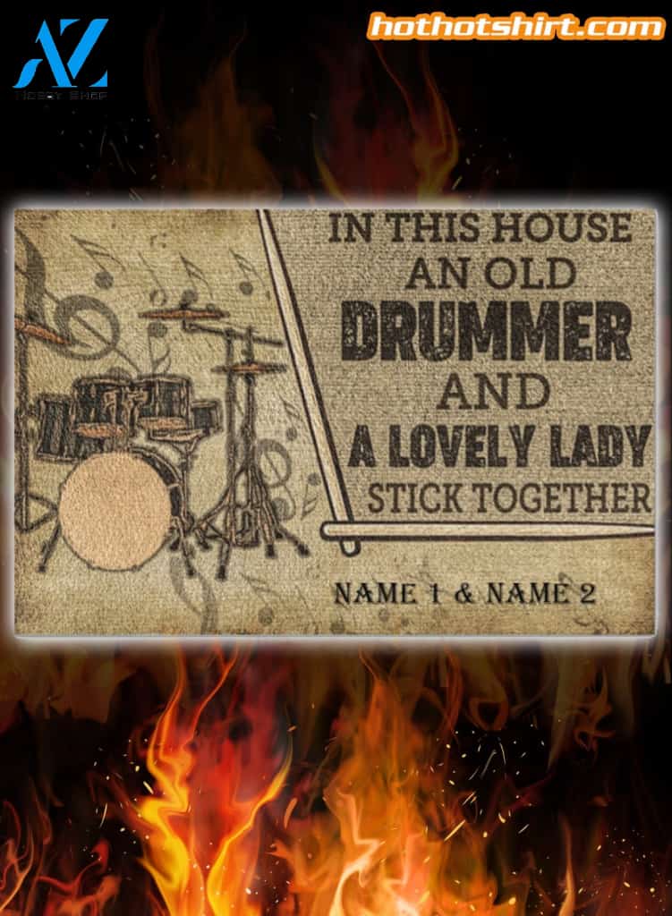 Drummer and a lovely lady stick together personalized doormat