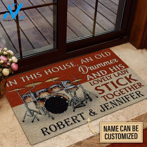 Drummer Lovely Lady Stick Together Custom Doormat | Welcome Mat | House Warming Gift