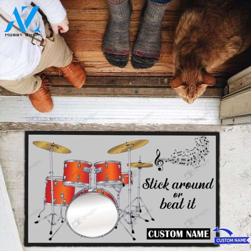 Drumming Stick around or beat it Custom Doormat | Welcome Mat | House Warming Gift