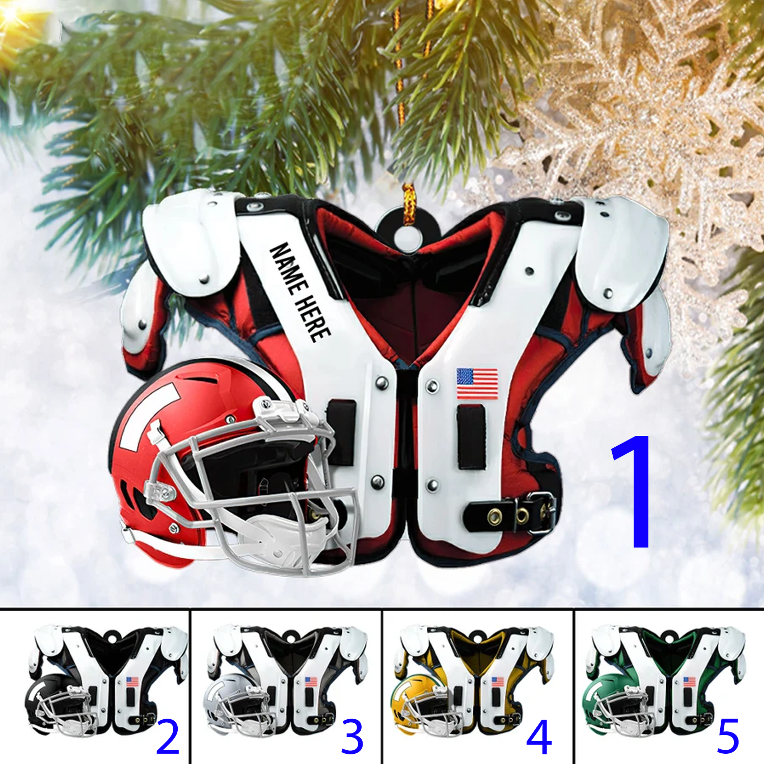 Custom Football Uniform Flat 2D Ornament Personalized, Sport Gifts, Christmas Tree Ornament, Home Decor Plastic Ornament