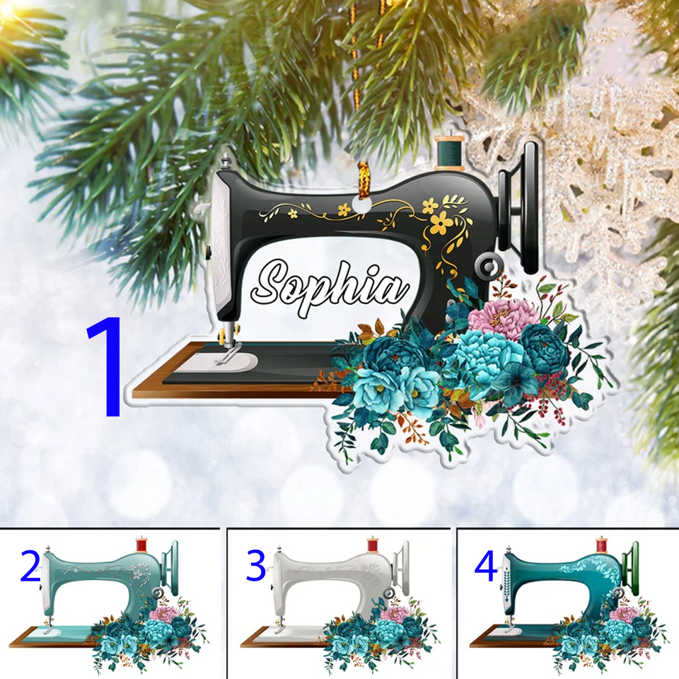 Custom Sewing Machine Flat 2D Ornament, Sewing Lover Personalized, Christmas Tree Ornament, Home Decor Plastic Ornament