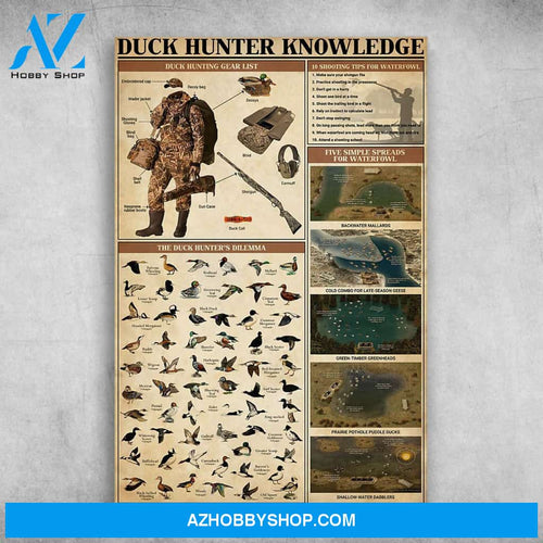 Duck Hunter Knowledge Duck Hunting Gear List Poster Print Wall Art Canvas Wall Decor