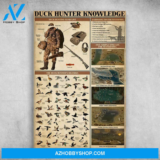 Duck Hunter Knowledge Duck Hunting Gear List Poster Print Wall Art Canvas Wall Decor