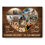 26th Wedding Anniversary Present, Gift For 26th Anniversary, Heart Shape Photo Collage