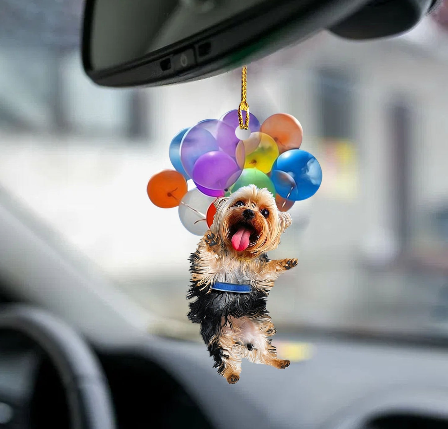 Yorkshire Terrier Dog Fly With Bubbles Car Ornament Dog Ornament Godmerch