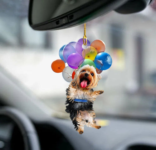 Yorkshire Terrier Dog Fly With Bubbles Car Ornament Dog Ornament Godmerch