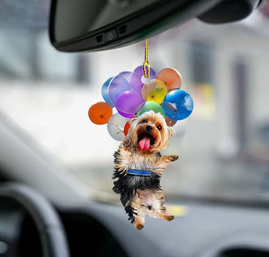 Yorkshire Terrier Dog Fly With Bubbles Car Ornament Dog Ornament Godmerch