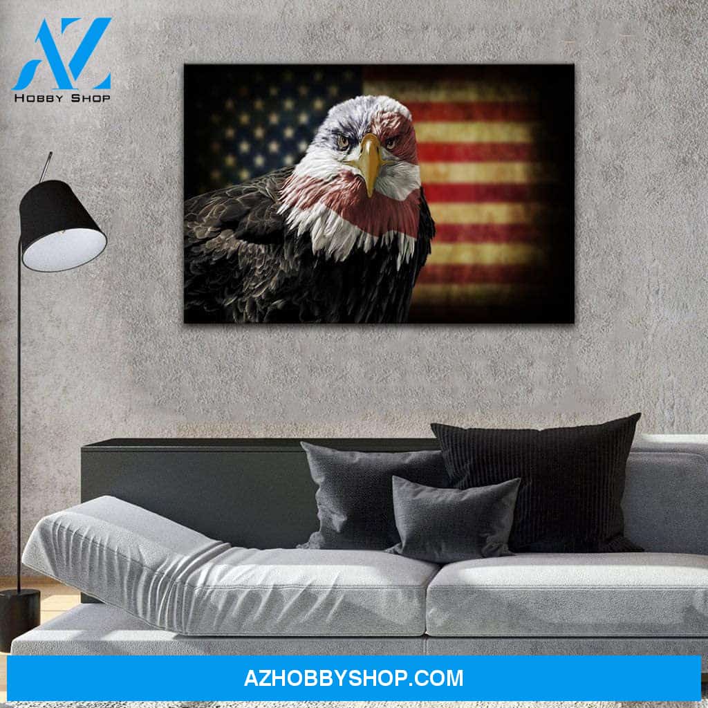 Eagle American Flag Canvas, Patriotic American, Gift For Veteran Canvas Wall Art