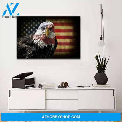 Eagle American Flag Canvas, Patriotic American, Gift For Veteran Canvas Wall Art