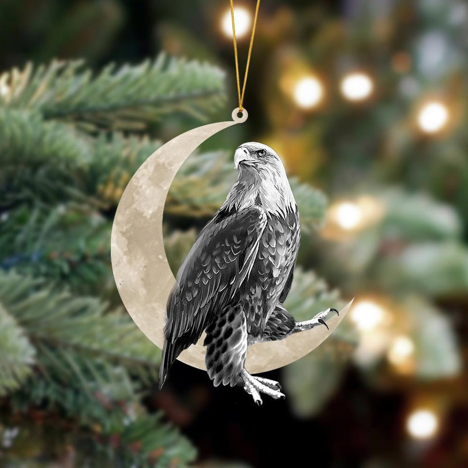 Godmerch- Ornament- Eagle Sits On The Moon Hanging Ornament Dog Ornament, Car Ornament, Christmas Ornament