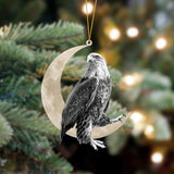 Godmerch- Ornament- Eagle Sits On The Moon Hanging Ornament Dog Ornament, Car Ornament, Christmas Ornament