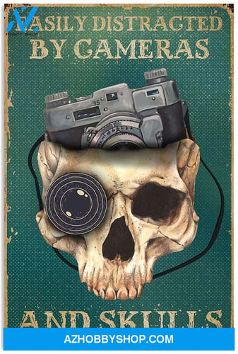 Easily Distracted By Cameras And Skulls Skeleton Halloween Theme Hobby Photography Canvas And Poster, Wall Decor Visual Art, Halloween Gift, Happy Halloween (2)