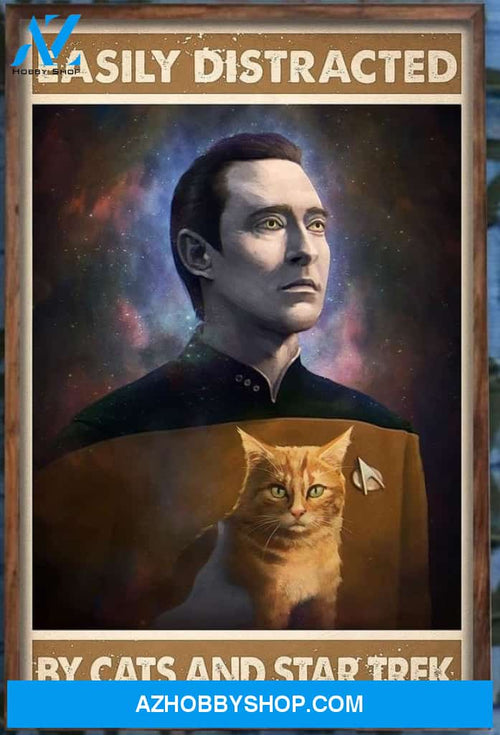 Easily Distracted By Cat Canvas And Poster, Wall Decor Visual Art