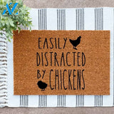 Easily Distracted By Chickens Quote Doormat Welcome Mat House Warming Gift Home Decor Gift for Chicken Lovers Funny Doormat Gift Idea