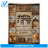 Easily Distracted By Elephants And Books Blanket Gift For Elephant Lovers Birthday Gift Home Decor Bedding Couch Sofa Soft and Comfy Cozy