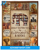 Easily Distracted By Elephants And Books Blanket Gift For Elephant Lovers Birthday Gift Home Decor Bedding Couch Sofa Soft and Comfy Cozy