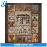 Easily Distracted By Elephants And Books Blanket Gift For Elephant Lovers Birthday Gift Home Decor Bedding Couch Sofa Soft and Comfy Cozy