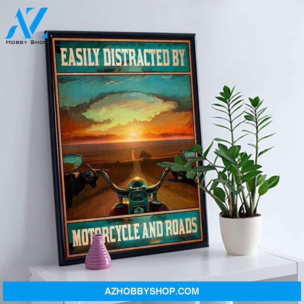 Easily Distracted By Motocycle And Roads Canvas And Poster, Wall Decor Visual Art