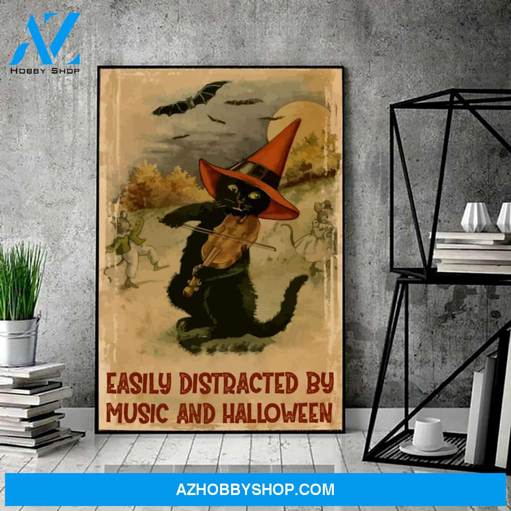 Easily Distracted By Music And Halloween Canvas And Poster, Wall Decor Visual Art