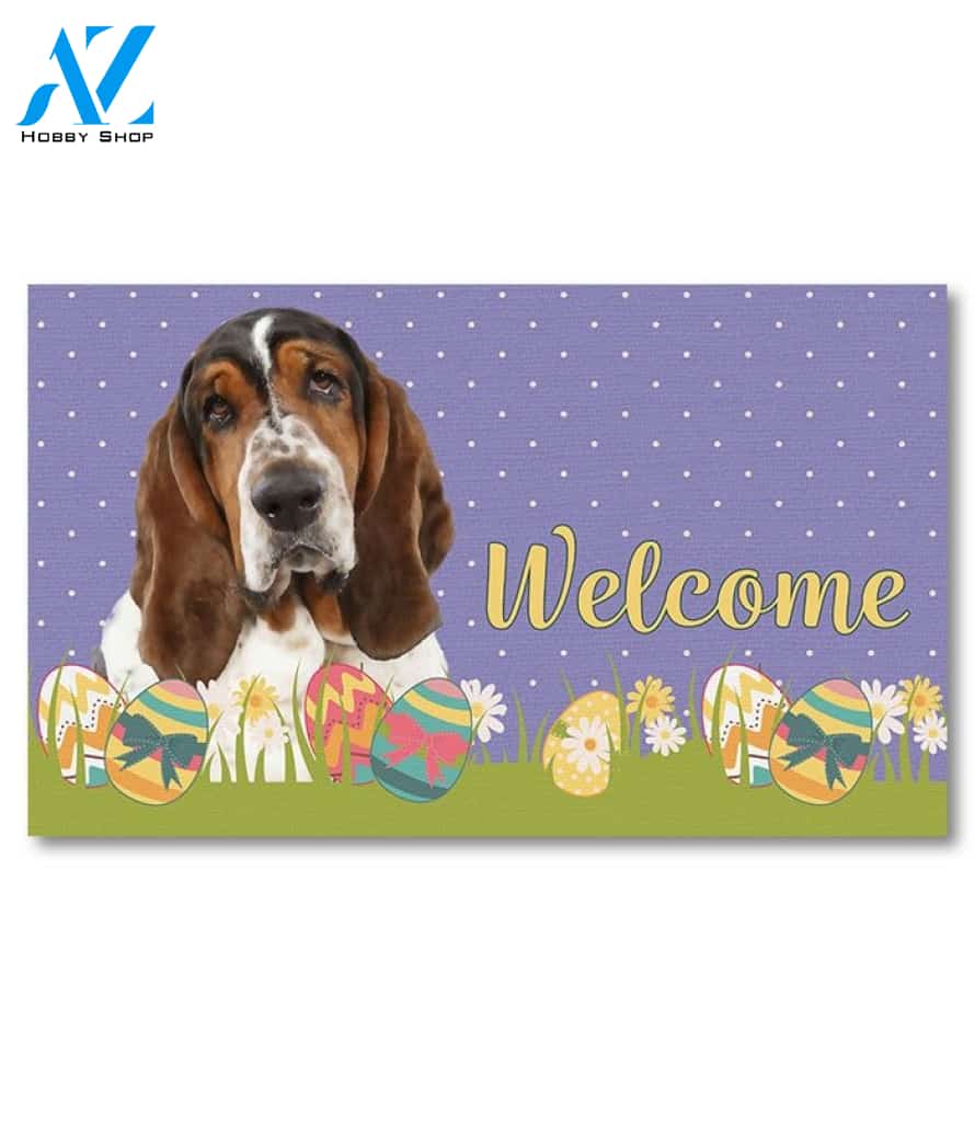 Easter Basset Hound Doormat - 18" x 30"