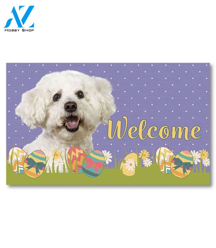 Easter Bichon Frise Doormat - 18" x 30"