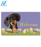 Easter Black Shorthaired Dachshund Doormat - 18" x 30"